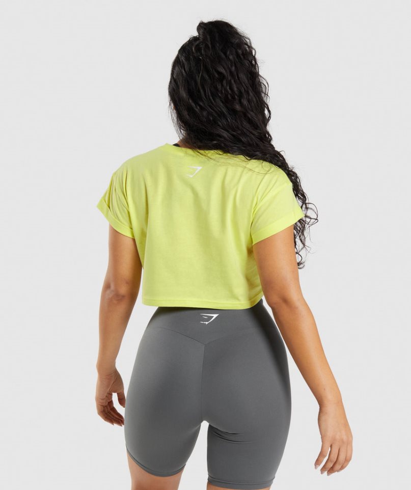 Women's Gymshark Fraction Cropped Tops Yellow | CA 0A8637